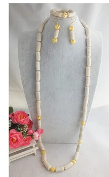 

Marvelous African Nigerian Wedding Coral Beads Jewelry Set Bridal Necklace Bracelet Earrings Set Free Shipping 48"L
