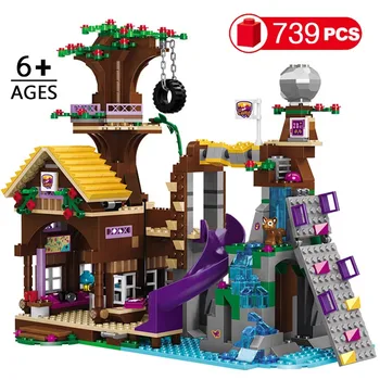 

In Stock 739PCS Adventure Camp Tree House Compatible with Girls Friends Building Blocks Bricks Figure Toys Gift