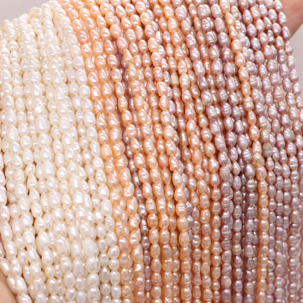 

Natural Freshwater Pearl Beads Rice shape Loose isolation Beads For jewelry making DIY necklace bracelet accessories size 3-4mm