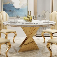 

Modern Dining Room Furniture Marble top dining table gold metal base shell design for dining furniture for Home Hotel
