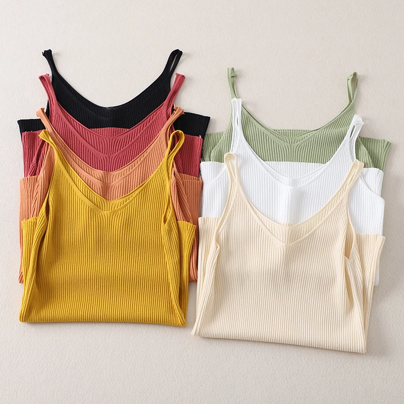 Сексуальный Топ Без Рукавов Для Женщин из искусственного шёлка с вязаным жилетом