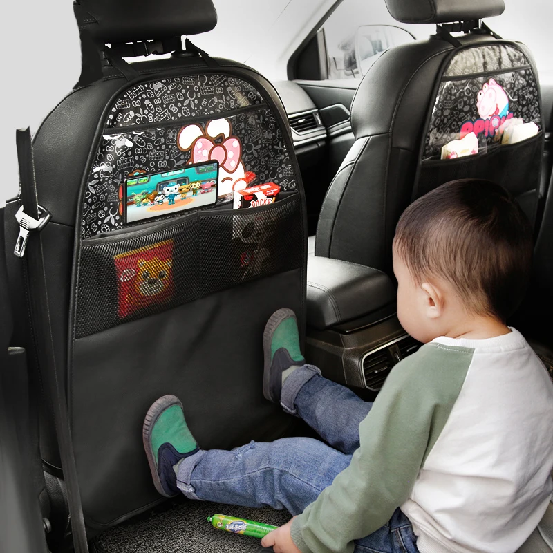 Tanie Nowe siedzenie samochodowe ze skóry Pu okładka dla dzieci Cartoon oparcie siedzenia samochodu Protector sklep