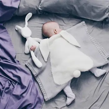 

Baby Blanket Soft Rabbit Ears Corals Fleece Infant Swaddle Envelope Stroller Wrap For Infant Newborn Baby Bedding Blankets