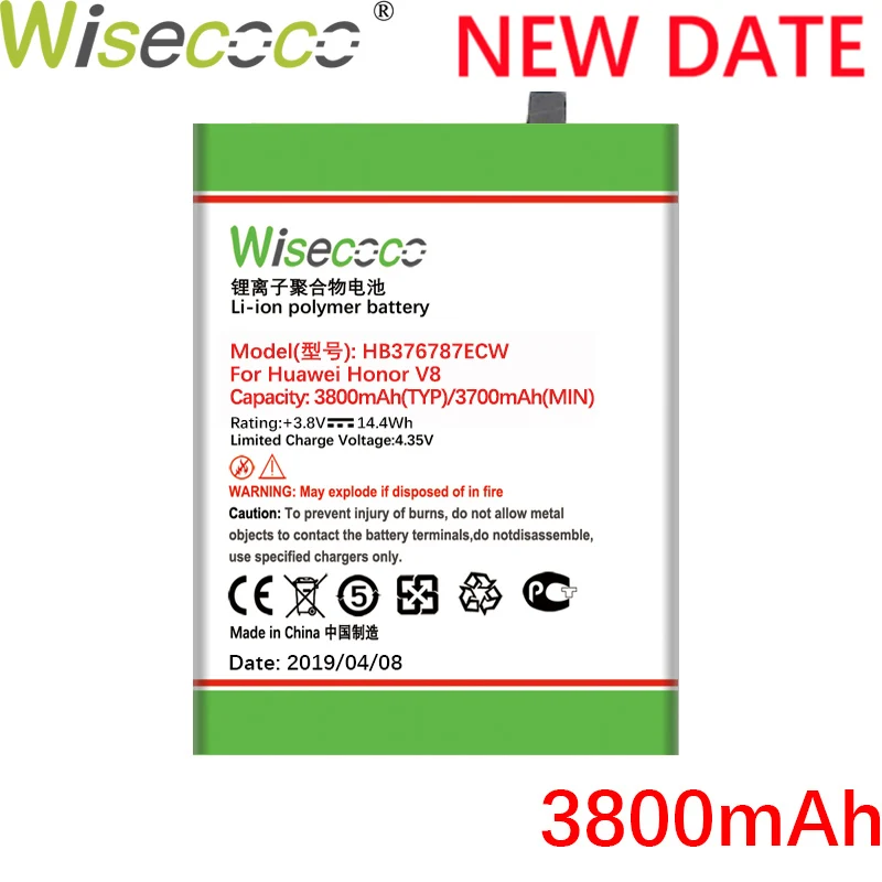 

Wisecoco HB376787ECW 3800mAh New Battery For Huawei Honor 8 Huawei V8 battery Replacement +Tracking Number