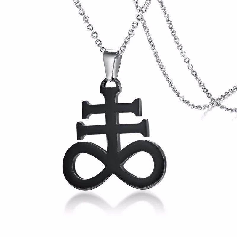 SIGIL OF LUCIFER DISC PENDANT SATANIC SYMBOL STAINLESS STEEL SATANISM UNISEX JEWELRY SEAL OF SATAN NECKLACE - Окраска металла: 5.82