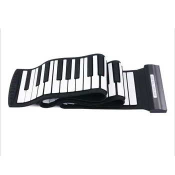 

88 Keys Professional Silicone Piano Keyboard Portable Roll Up Electronic Keyboard For Children Christmas Gift - Black + White