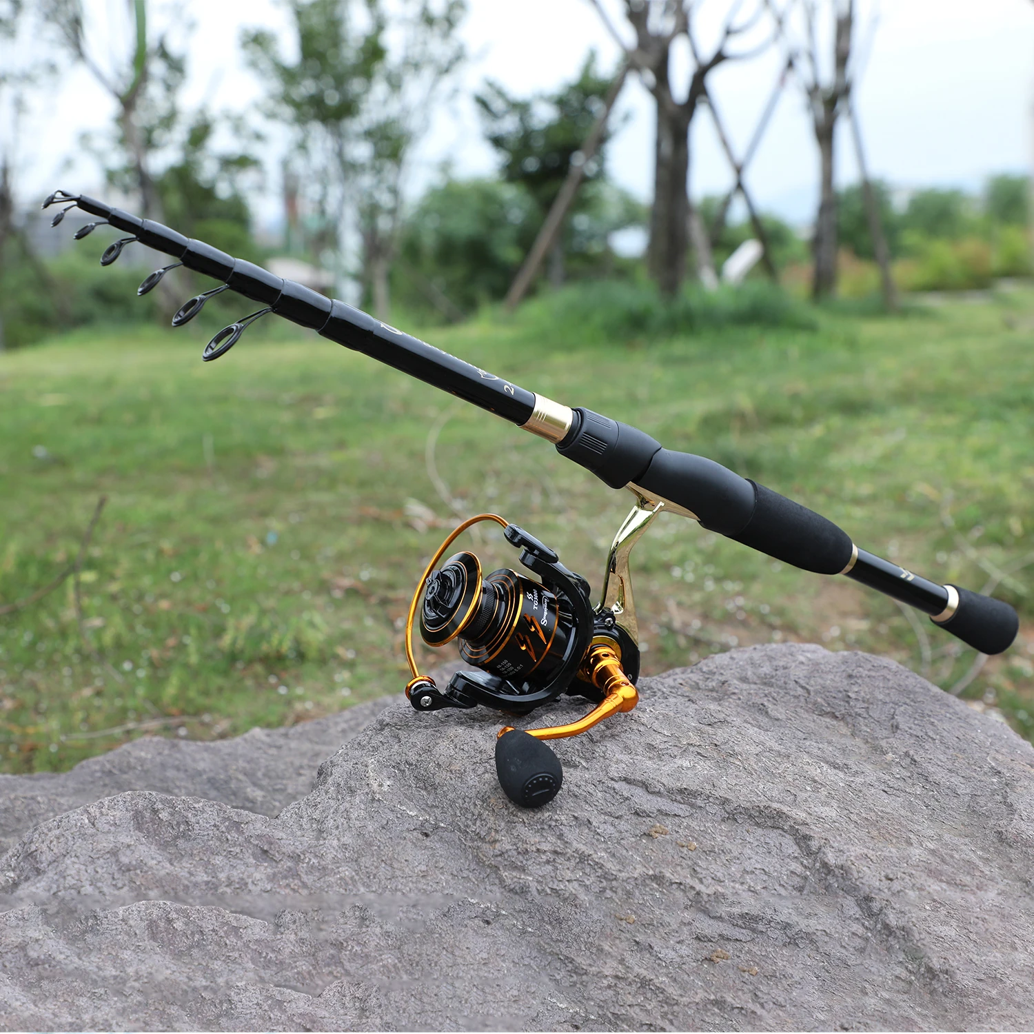 Sougayilang 1.8-2.4m Telescopic Rod and 13+1BB Reel Set and Fishing Rod of 99% Carbon Materials Carp Fishing Rod Combo Pesca
