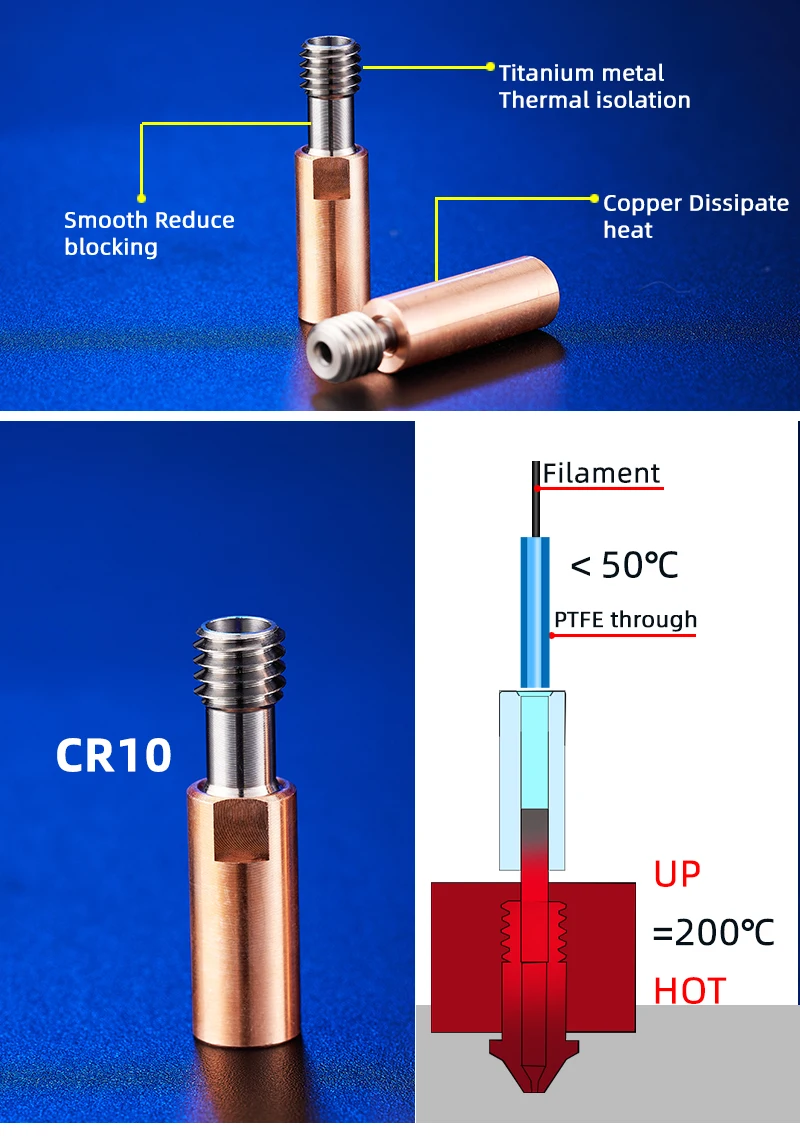 cobre garganta para cr10 CR-10S hotend ender 3 ender 5 3d printe