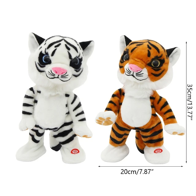Dancing Electric Cute Tiger Mascot Animals Stuffed Plush Toys For Baby Girls Boys Birthday Festival Gifts Brown/White 6