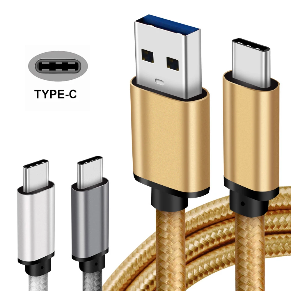 

USB Type C Cable 3A Fast Charging USB-C Cable Gold-Plated & Nylon Braided for Samsung Galaxy S10 S9 Note 8 LG V20 G5 and More