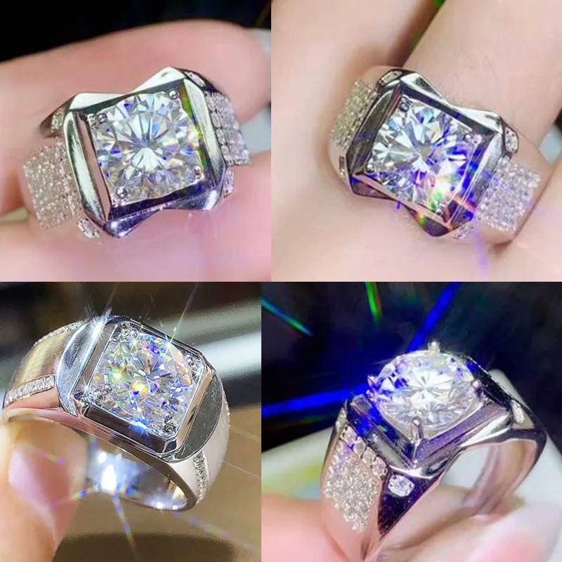 Punkboy Business Men's Ring Silver Color Inlaid Sparkling Crystal Rhinestone Male for Wedding Jewelry Accessories | Украшения и