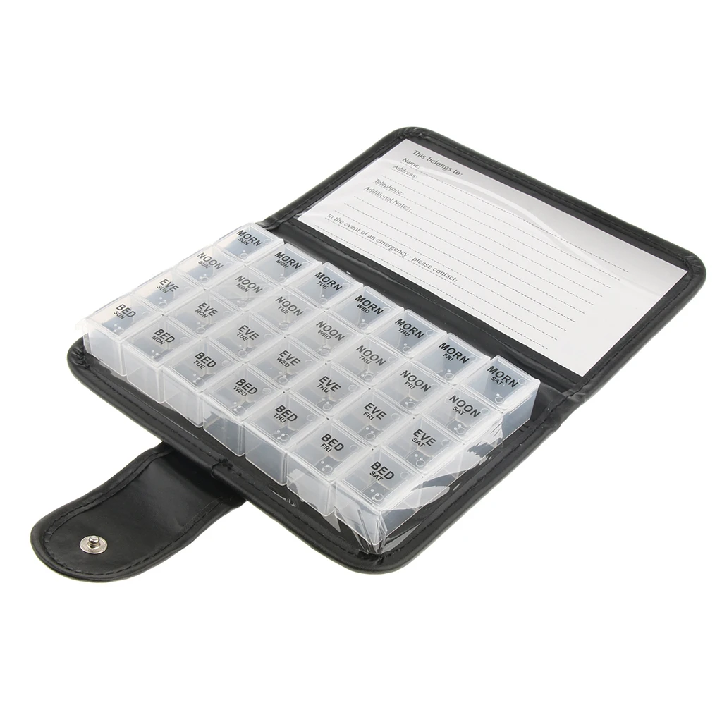 PU 7 Day Pill Tablet Container Box Storage Dispenser Travel Medicine Case  Pill Box Splitters Pill Storage Organizer Container