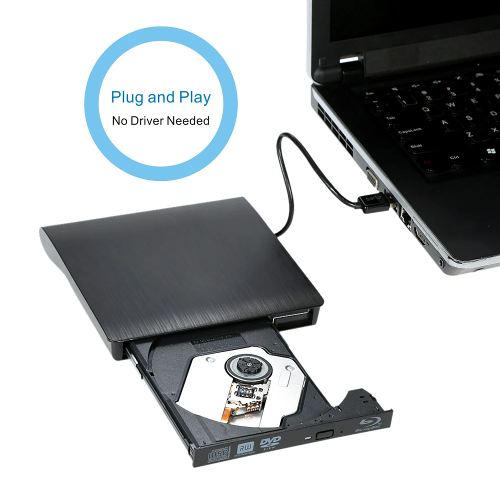 Ультра тонкий внешний диск DVD-RW USB 3,0 Писатель горелки BD-ROM 3D Blu-Ray плеер для Linux Windows Mac OS черный