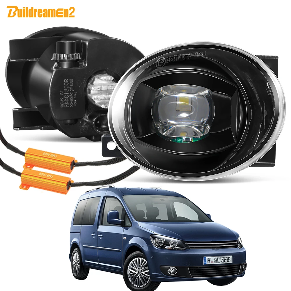 2 X Car Left + Right Fog Light Assembly For VW Volkswagen Caddy III 2010 2015 LED Lens Fog Lamp