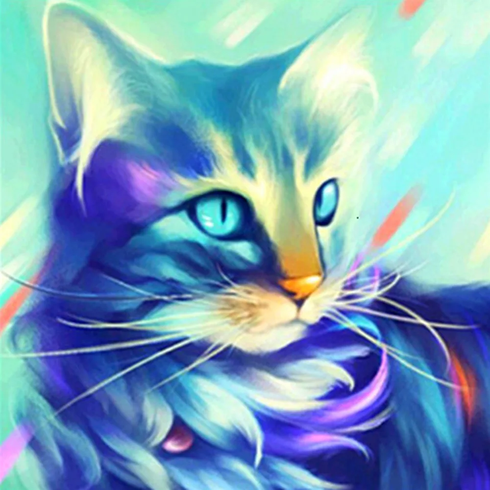 1 Кошка, алмазная живопись, мультяшное животное, Полный Сверла, алмазная вышивка, стразы, живопись по номерам, сделай сам, мозаика, подарок, домашний декор, искусство - Color: 1