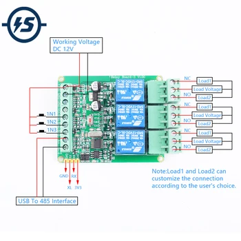 

RS485 Modbus-RTU 12V 3Bit Relay Module 3-Channel Switch Controller for Arduino