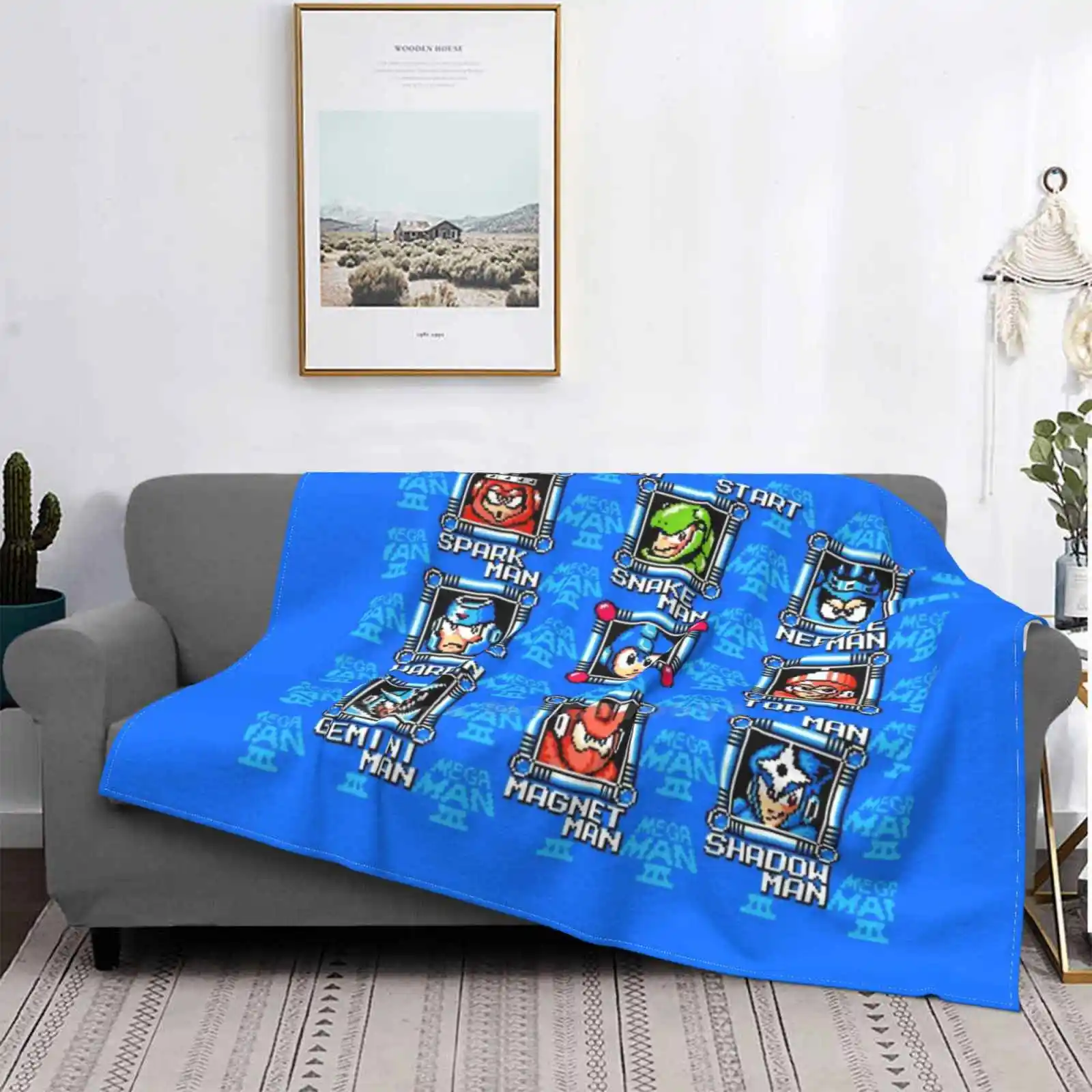 Classic Megaman 3 Stage Select Nuova Vendita Stampa Personalizzata Flanella Morbida Coperta Megaman 3 Rockman 3 Megaman Rockman Mega Man