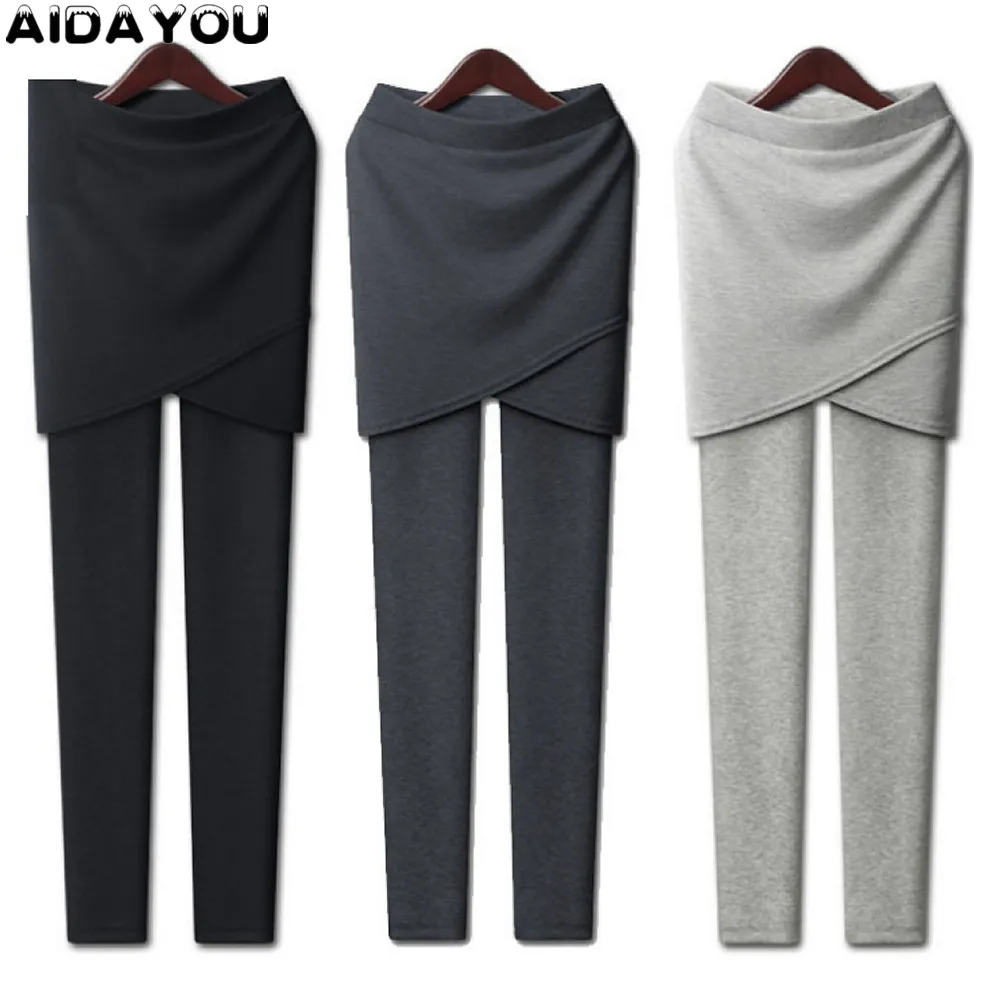 Skirt Leggings for Women Fitness Spring  Pants Cross Side Leggings With Skirt Ouc1238
