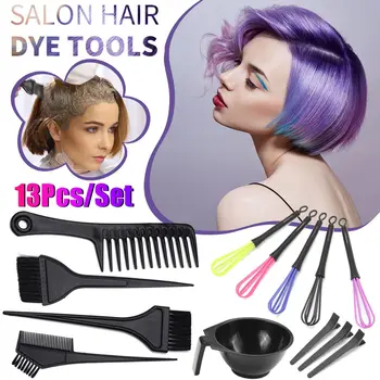 

13PCS Hairdressing Salon Set Hair Color Mixing Kit Hair Dyeing Tint Brush Comb Bowl Whisk Hair Dye DIY Tool Hair Tint