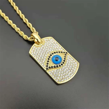 

Fashion Gold Color Stainless Steel Pendant Necklace With Cubic Zirconia 2020 Luxury Designs Blue Eyes Necklaces For Women Gifts