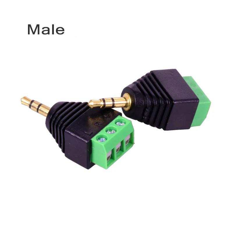 CCTV Phono Plug Jack 3 Poles 3.5mm Male  Female to 3 Pins AV Screw Balun Terminal Adapter 3 Pin 3.5mm AV Connector (3)