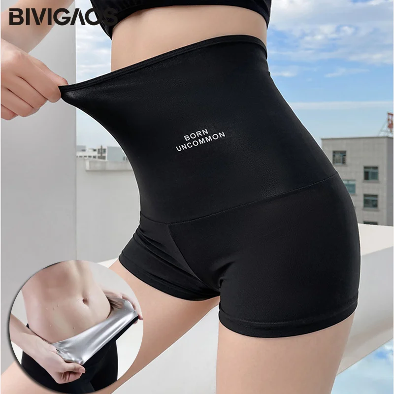 BIVIGAOS Sport Sweat Leggings Women High Waist Belly Fat Burning