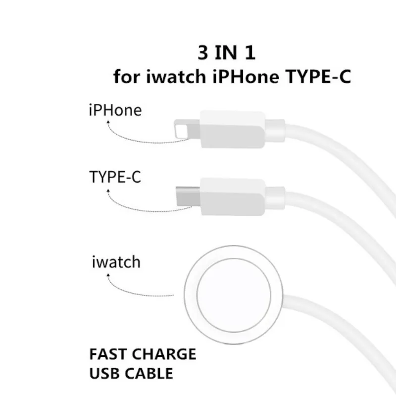 Phone Watch Charger Micro USB Type-C Android 4in1,3in1,2in1 Charging Cable Dock For iphone Apple Watch  iWatch Xiaomi Samsung 