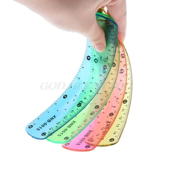 

1PC Hot Soft Ruler multicolour student flexible ruler tape measure 15cm 6inch Straight Ruler Office School supplies