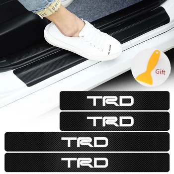 

For Toyota TRD 4PCS Car Door Sill Scuff Guard Protector Stickers Auto Threshold Carbon Fiber Decoraion Decal Waterproof Stickers