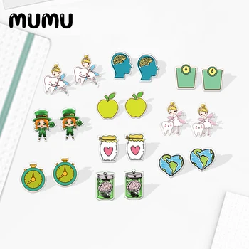 

2020 New Tooth Stud Earring Brain Acrylic Earring Funny Handmade Earrings Epoxy Printed Jewelry Gril Boy