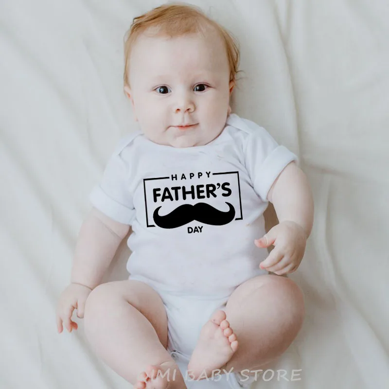 2022 Baby Bodysuit White Onesie Happy Father's Day Letters Print