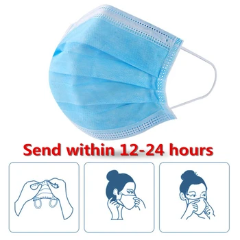 

100pcs Mask Disposable Three-layer Nonwove Mask Anti Dust Mouth Mask Windproof Face Masks Mascarilla In Stock 24 Hours Fast Ship