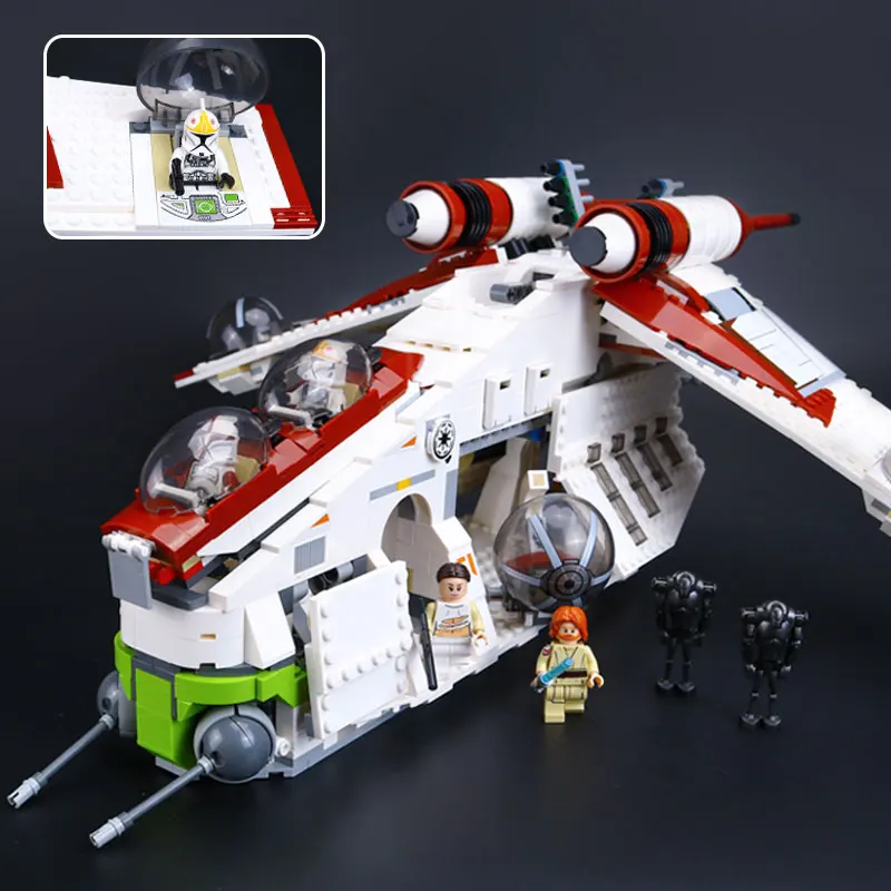 

05041 81043 Wars on Star Toy 75021 Republic Gunship Set for children Educational Blocks gift for boy