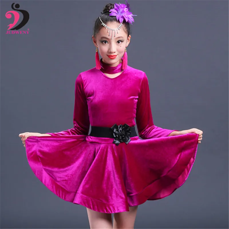 Rose Red Новое Детское платье для латинских танцев Детские платья для девочек ча Румба Самба джив Vestidos танцевальный костюм бальное платье - Цвет: Rose Red