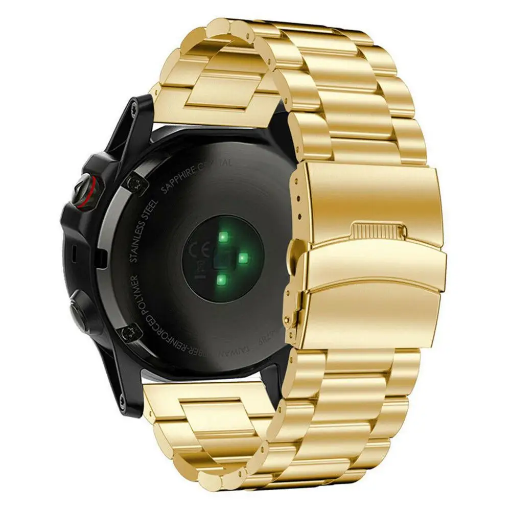 Ремешок для часов из нержавеющей стали для Garmin fenix6 Fenix 3/Fenin3HR 26 мм Fenix 5X ремни страховая Пряжка напульсники розовый Золотой ремешок