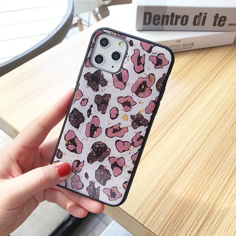 Золотой Фольга леопардовый чехол для телефона для iPhone 11 11Pro Max X XS Max XR Мягкий ТПУ чехол для iPhone 6 6s 7 8 Plus блестящая задняя крышка
