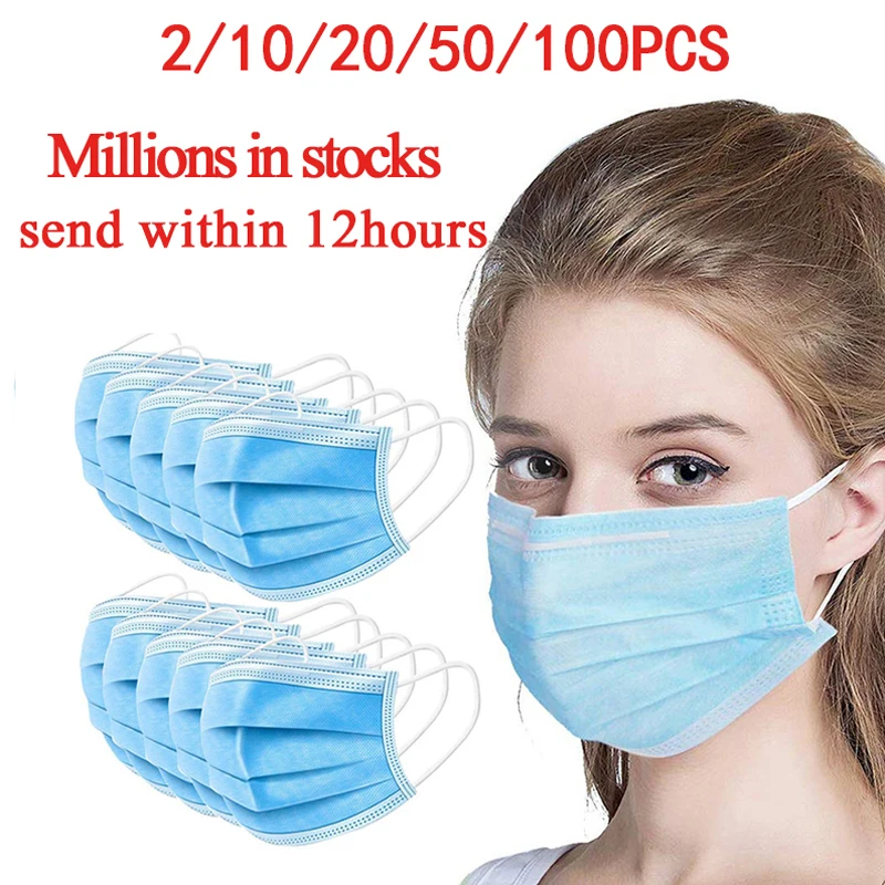 Маска одноразовая трехслойная Пылезащитная с фильтром и заушными петлями 10/20/50/100