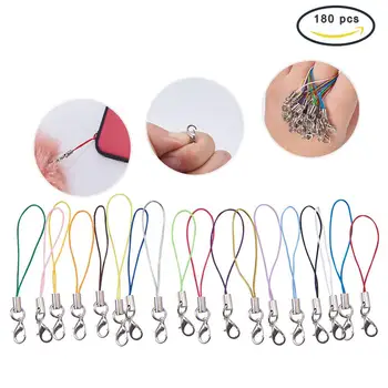 

1 Box Mobile Straps with Polyester String and Alloy Findings Mixed Color 180pcs