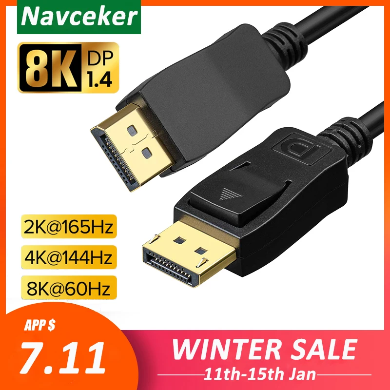 2020 кабель DisplayPort 1 4 8K 4K HDR 165 Гц 60 адаптер порта дисплея для видео ПК ноутбука ТВ DP 2