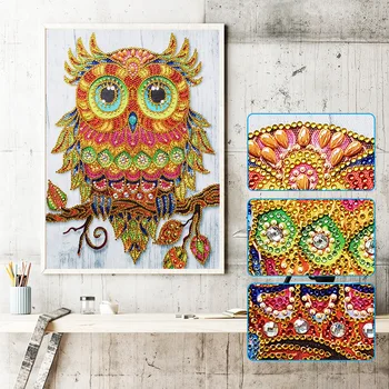 

2020 Full of Crystals DIY Owl Shaped Diamond Diamond Painting Stick-on Crystals Painting Living Room 5d diy diamond painting