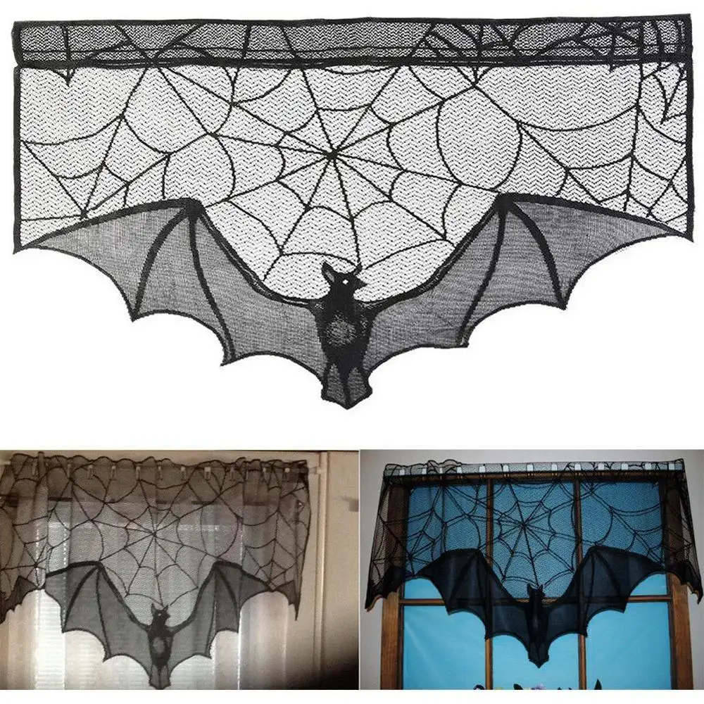 

3 Style Black Spiderweb Fireplace Mantle Scarf Cover Tablecloth Halloween Party Decor Table Rectangulaire Table Cover