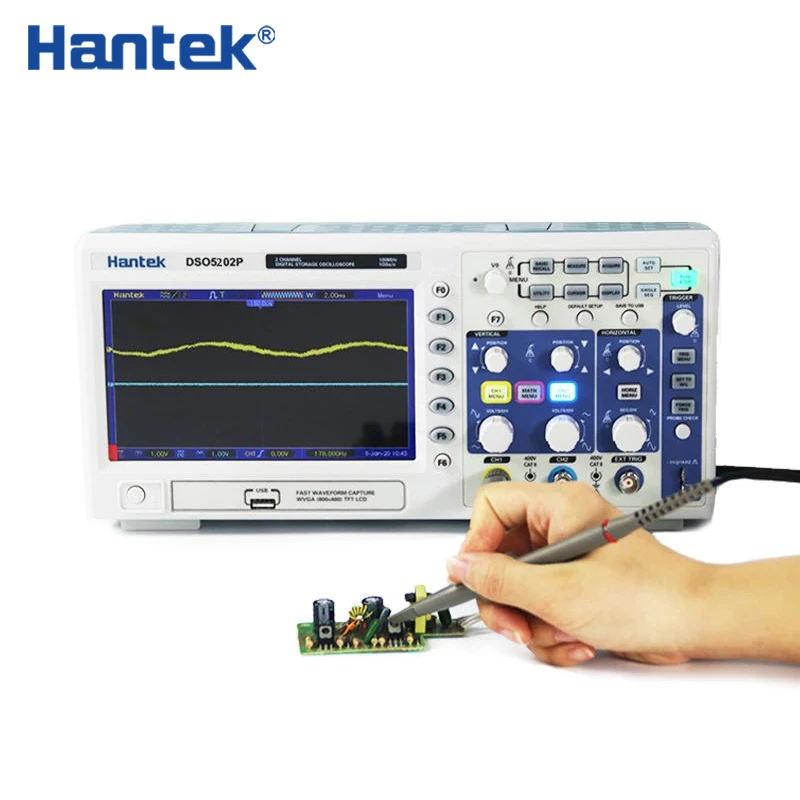 US $279.99 Hantek DSO5202P 200MHz 2 CH 1GSas 7 TFT LCD Digital Storage Oscilloscope DE shipping