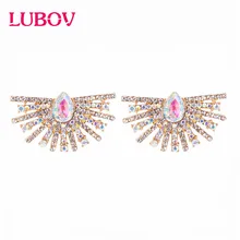 LUBOV, роскошные квадратные стразы, серьги с кристаллами AB, разноцветные стразы, бохо,, свадебные ювелирные изделия, подарок для женщин