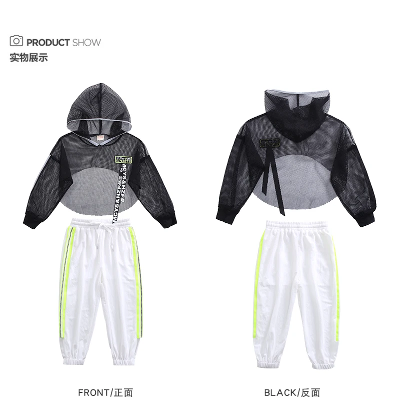 Toddler Girls Oversize Full Sleeve Hoodies Hip Hop Ballroom Jazz Dance Costumes Kids Boy Skirttrousers Clothing Set Team Wear (16)