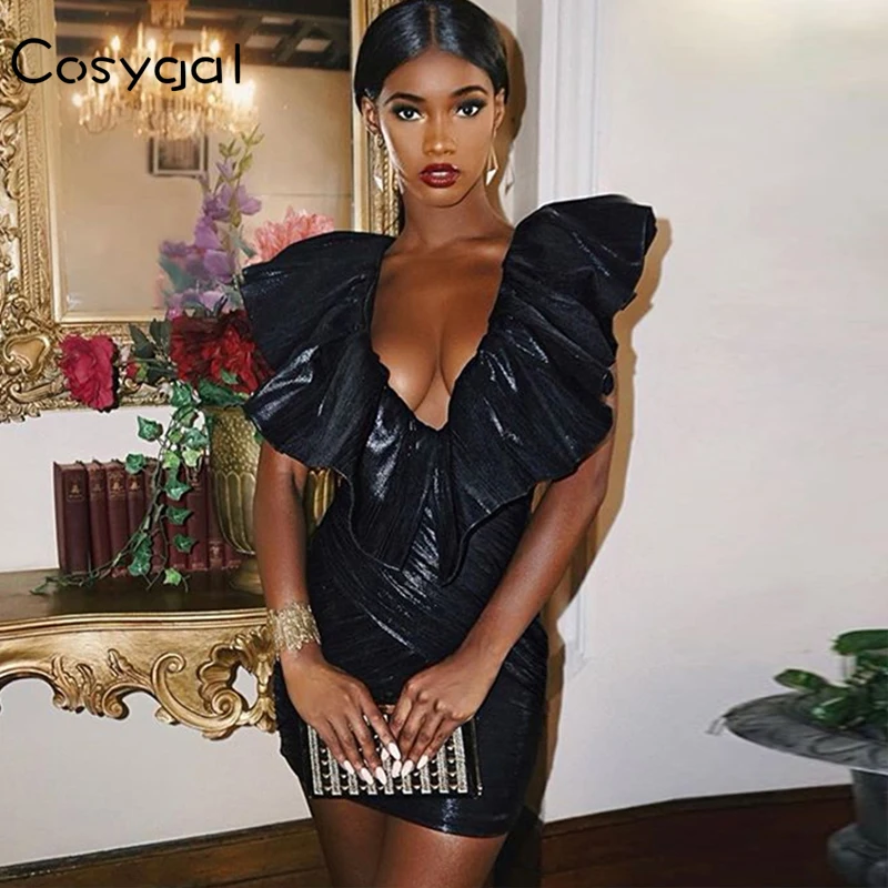 Женское облегающее платье с оборками COSYGAL тонкое сексуальное летнее для ночного
