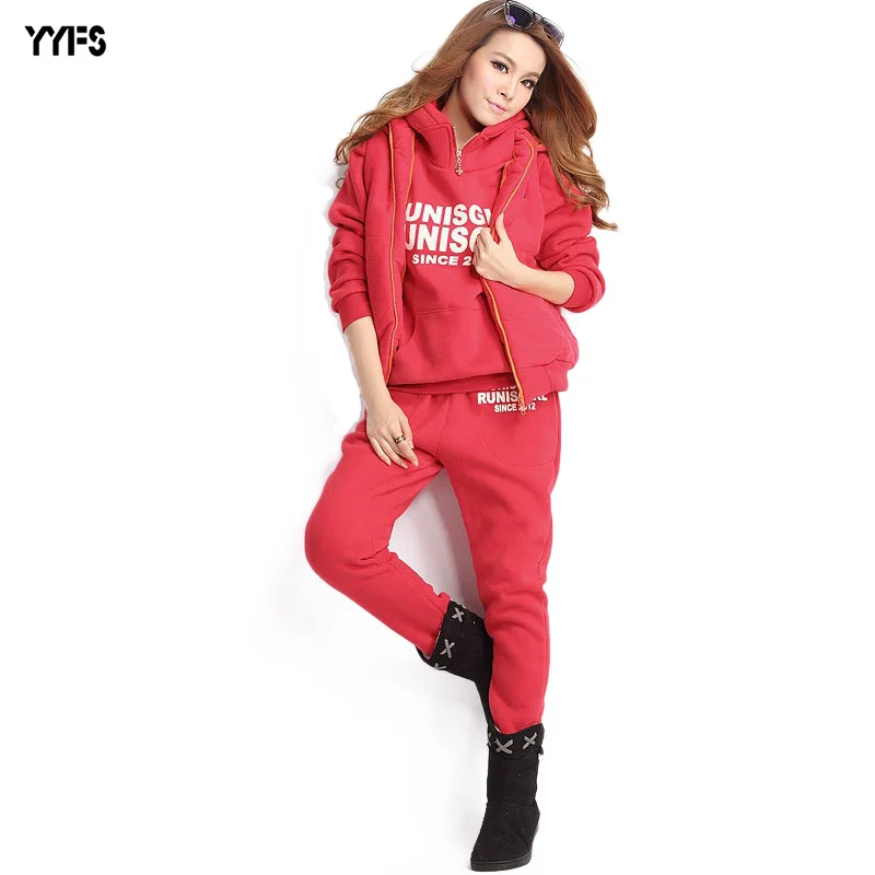 WOMEN' Korean-style Suits Autumn And Winter New Style Sports Leisure Sets Hooded Fleece Hoodie Three-piece Set Sports Vest