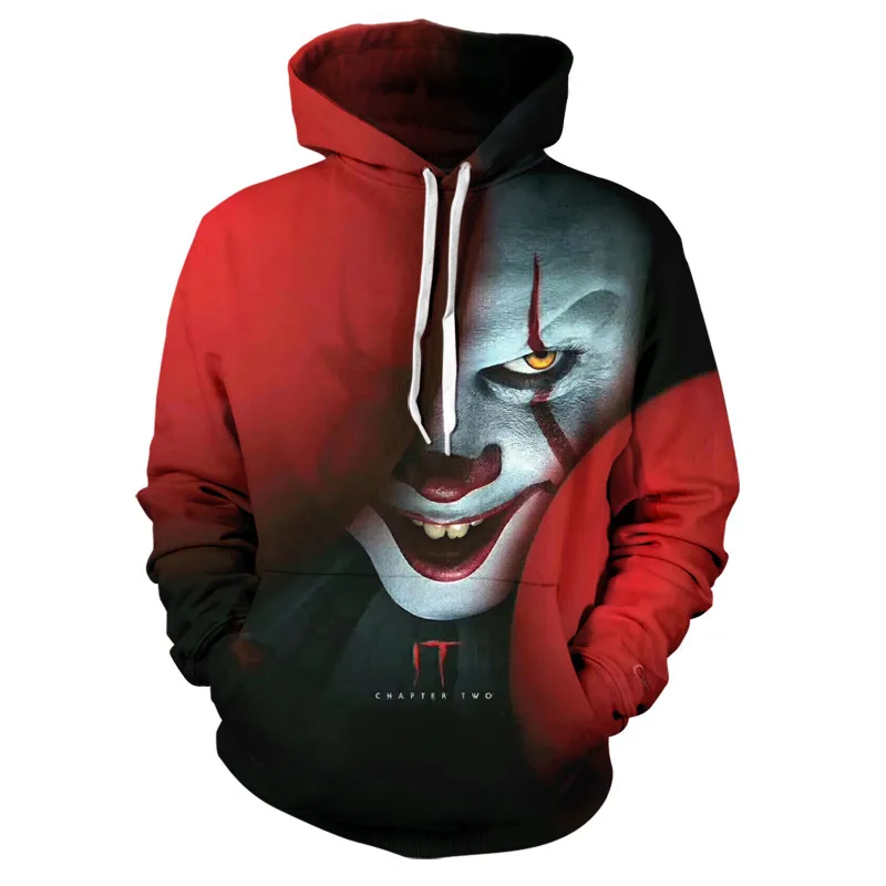 Толстовки с 3D принтом Amerian Horror Movie IT Chapter Two для мужчин и женщин, повседневные толстовки с рисунком клоуна, топы, крутые пальто, одежда - Цвет: W01068