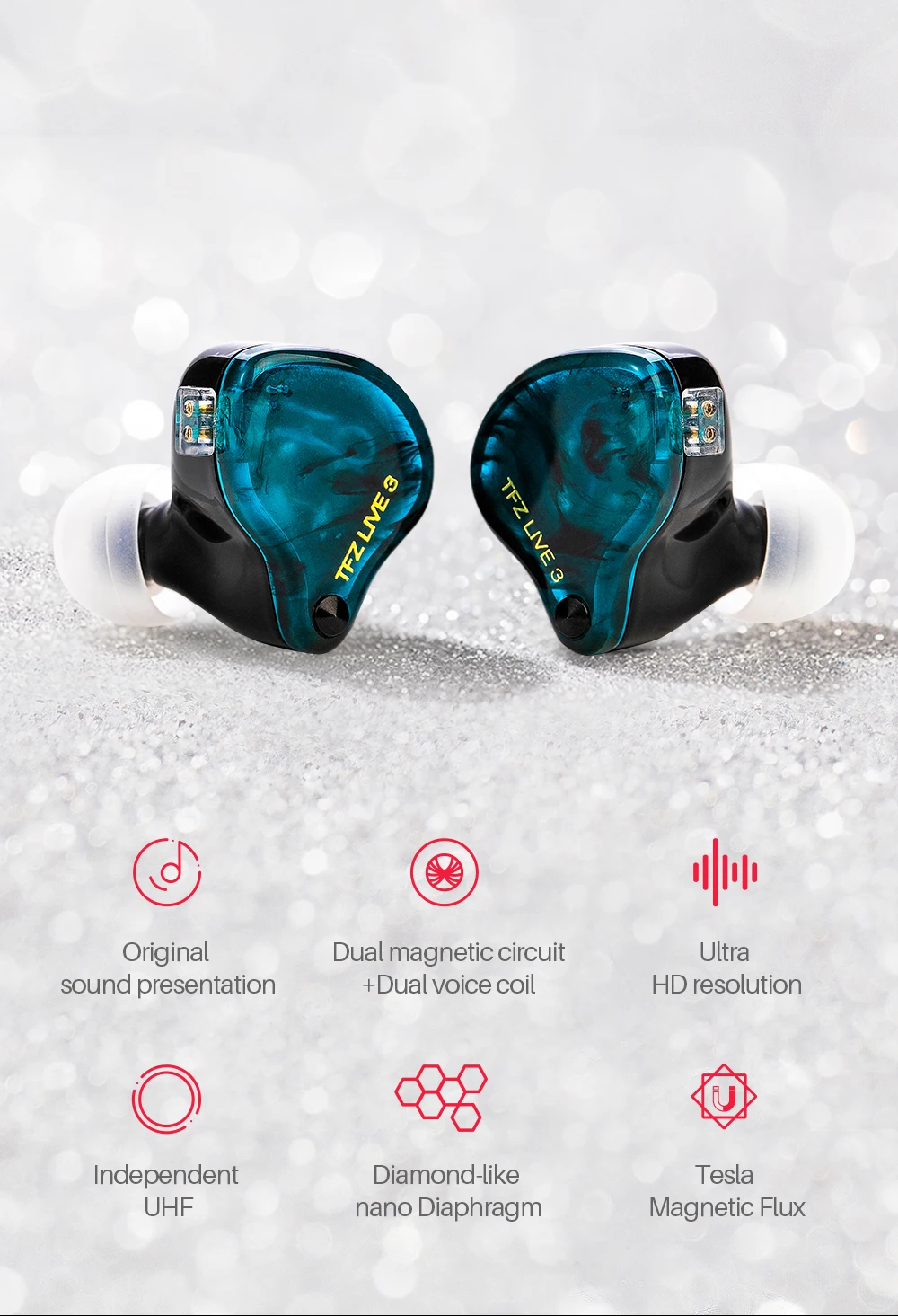 Tfz viver 3 in-ear circuito magnético duplo