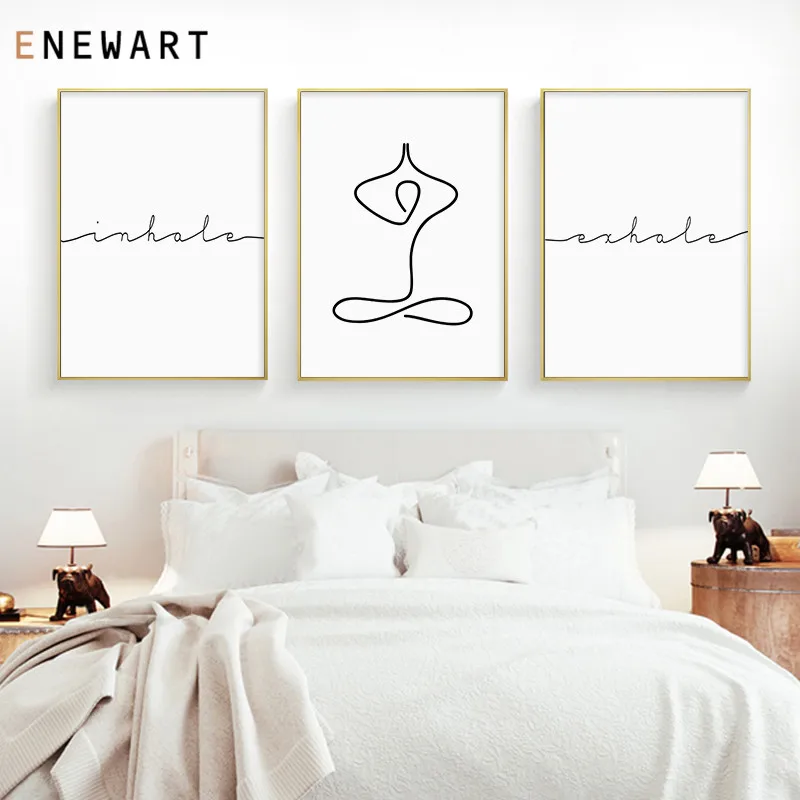 Namaste Print Zen Yoga Wall Art Canvas Painting Black and White inhole exhole Picture Modern Minimalist Poster Home Room Decor | Дом и сад