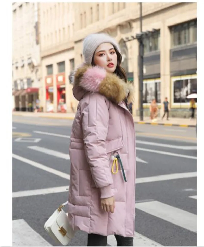 Цветная куртка с меховым воротником Abrigos Mujer Invierno, хлопок, пуховик, женское плотное Свободное пальто с хлопковой подкладкой, Повседневная зимняя одежда H229
